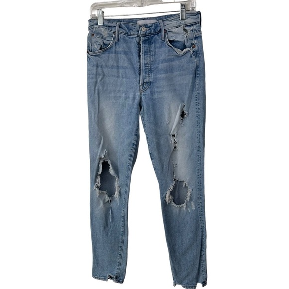 MOTHER The Super Stunner Ankle Blue Jeans, Distressed Denim, size 29 - Picture 1 of 9